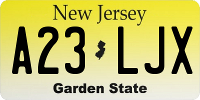 NJ license plate A23LJX