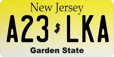 NJ license plate A23LKA