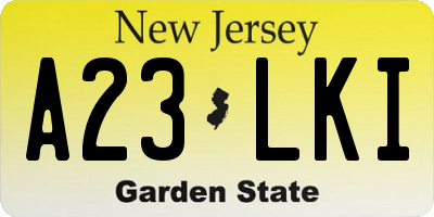 NJ license plate A23LKI