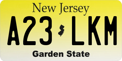 NJ license plate A23LKM