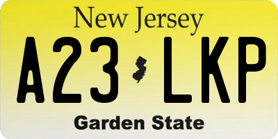 NJ license plate A23LKP