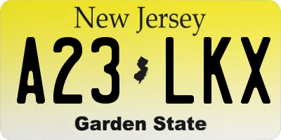 NJ license plate A23LKX
