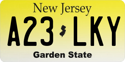 NJ license plate A23LKY