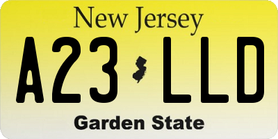 NJ license plate A23LLD