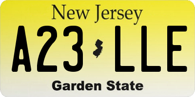 NJ license plate A23LLE