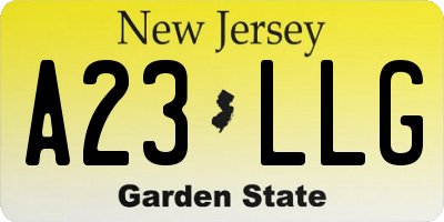 NJ license plate A23LLG