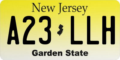 NJ license plate A23LLH