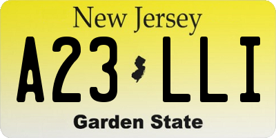 NJ license plate A23LLI