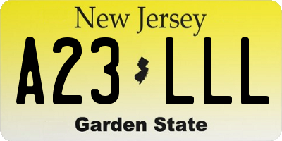 NJ license plate A23LLL