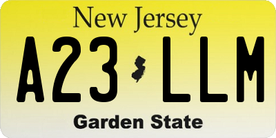 NJ license plate A23LLM