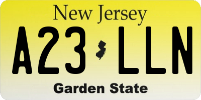 NJ license plate A23LLN