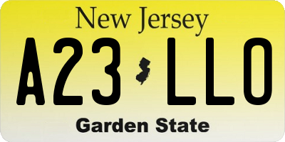 NJ license plate A23LLO