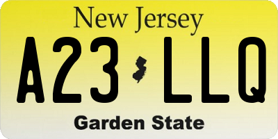 NJ license plate A23LLQ