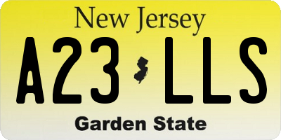 NJ license plate A23LLS