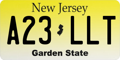 NJ license plate A23LLT