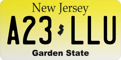 NJ license plate A23LLU