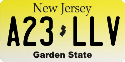 NJ license plate A23LLV