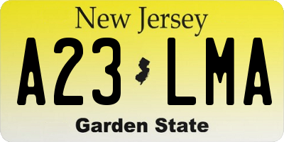 NJ license plate A23LMA