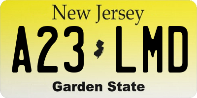 NJ license plate A23LMD