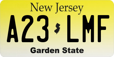 NJ license plate A23LMF