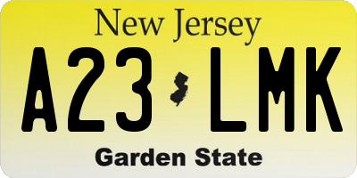 NJ license plate A23LMK