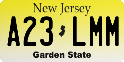NJ license plate A23LMM