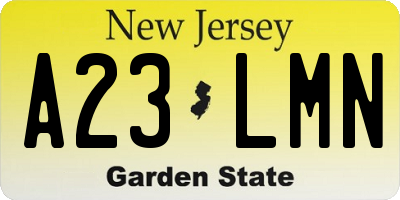 NJ license plate A23LMN