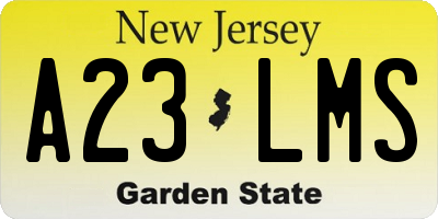 NJ license plate A23LMS