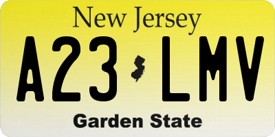 NJ license plate A23LMV