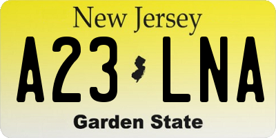 NJ license plate A23LNA