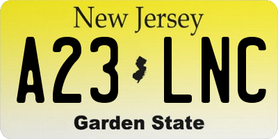 NJ license plate A23LNC