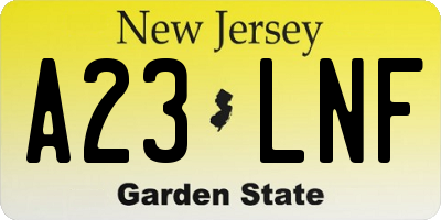 NJ license plate A23LNF