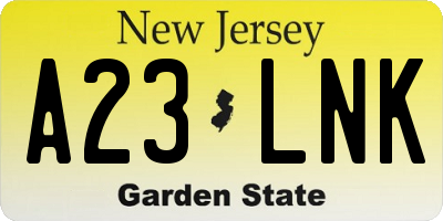 NJ license plate A23LNK