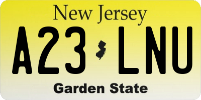NJ license plate A23LNU