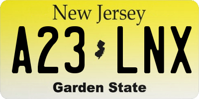 NJ license plate A23LNX