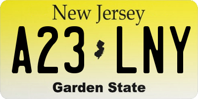 NJ license plate A23LNY