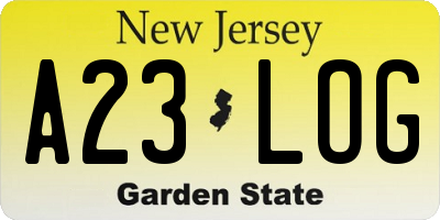 NJ license plate A23LOG