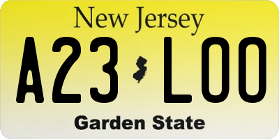 NJ license plate A23LOO