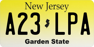 NJ license plate A23LPA