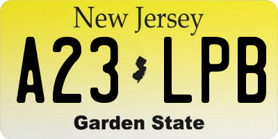 NJ license plate A23LPB