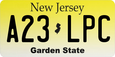 NJ license plate A23LPC