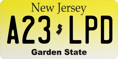 NJ license plate A23LPD
