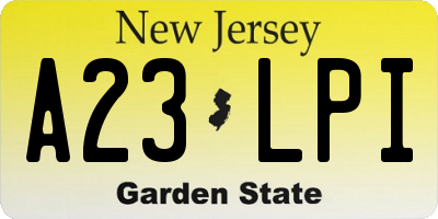 NJ license plate A23LPI