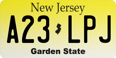NJ license plate A23LPJ