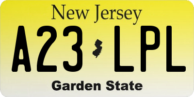 NJ license plate A23LPL