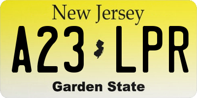 NJ license plate A23LPR