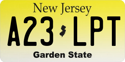 NJ license plate A23LPT