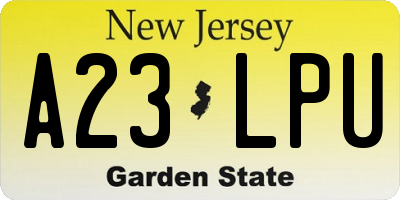 NJ license plate A23LPU