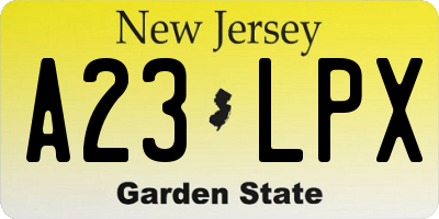 NJ license plate A23LPX