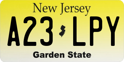 NJ license plate A23LPY